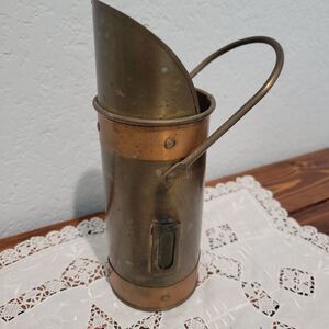 Vintage Brass And Copper Rustic Match Stick Holder Striker + Handle 8” MCM Old